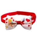 Valentine's Day pet bow tie with cupid and heart print, adjustable red strap for dogs and cats. - Festive Lips Bow Tie (QR001-10) / One Size