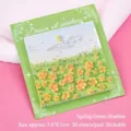 Notes adhésives esthétiques peinture à l'huile avec fond vert, joli bloc-notes floral, variante. - Ombre Verte Du Printemps / 30 Feuilles