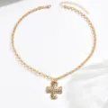Collana con ciondolo a croce martellata in oro in stile vintage francese da donna gioielli moda. - Oro (YR4550-1)