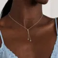 Délicat collier Y lariat doté d'un nœud élégant et de charms en pierres scintillantes chic. - Style Nœud en Y Strass (Style 8)