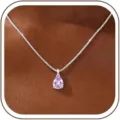 Pear-shaped purple zirconia pendant necklace with delicate box chain, elegant daily jewelry. - 14k / June-Silver