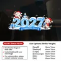 2027 Nouvel An bleu glace neige autocollant de vitre en verre mouton mignon décor - S