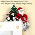 Decoración de esquina de marco de puerta de madera navideña con Papá Noel y pingüinos. - Papá Noel Pingüino de Hierro [T220]