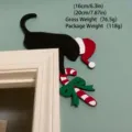 Christmas door corner decoration black cat wooden sign holiday home wall art decor 6.3x7.8in - Iron Cat with Candy [T220]