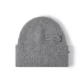 Detalle de gorro de punto gris, suave mezcla de pelo de conejo con un lazo doble. - Talla Única (55-60) / Gris