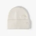 Gorro de punto blanco con lazos, mezcla pelo de conejo sombrero cálido invierno mujer - Talla Única (55-60) / Blanco