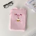 Pink cute plush tablet sleeve with fluffy ears and sweet embroidery for 10.5 to 11 inch iPads. - Pig / Pink