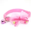 Cute pink pet cat and dog collar with lovely bowknot and bell for small pets accessories - Pink