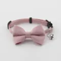 Pink pet collar cute bowknot bell small dog neck strap adjustable pet accessory detail view - Pink