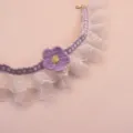 Close up detail of cute pet lace collar with purple crocheted flower and soft ribbon. - S / Light Purple