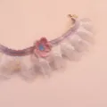 Cute lace pet collar detail with pink crochet flower, sweet design for cats and small dogs. - S / Light Pink