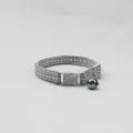 Adjustable brown gingham pet cat dog collar with cute hanging metal bell and quick release buckle. - Gray