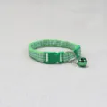 Green plaid pet collar for cats and dogs with a cute jingle bell and secure buckle. - Light Green