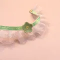 Detailed view of the cute lace pet collar with green crochet flower, perfect for cat and dog. - Bean Green