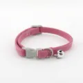 Pink pet collar with bell and buckle, soft nylon cat collar for daily wear and outdoor safety. - Collar Only (Without Leash) / Watermelon red