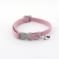 Pink fabric pet collar with grey plastic buckle and metal bell for cats and small dogs. - Collar Only (Without Leash) / Pink