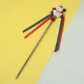 Juguete de varita teaser para gatos de Navidad con lindo muñeco de nieve y cintas coloridas. - Estilo Muñeco de Nieve