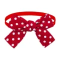 Detail view of the red and white polka dot pet bow tie, showing the cute fabric and ribbon. - Red and White Polka Dot Pattern