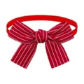 Red striped pet bow tie detailed view, stylish dog and cat grooming accessory for cute pets. - Red & White Stripes Style