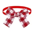 Red and white plaid pet bow tie collar, cute dog and cat grooming accessory for party. - Red White Plaid Hat Style