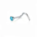Piercing μύτης από ανοξείδωτο ατσάλι με μπλε κρύσταλλο, καμπύλη ράβδος για καθημερινή χρήση. - Μπλε Στρας