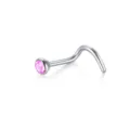 Ανοξείδωτο Ατσάλινο Piercing Μύτης με Ροζ Κρύσταλλο S Καμπύλη Παραλλαγή Κοσμήματος - Ροζ Στρας