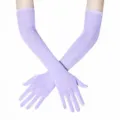 Long purple mesh sun protection gloves, stretch sheer party dress accessories for women - 54cm / Light Purple