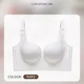 Comfortable wireless push up full cup bra in ivory, supportive plus size everyday design. - 34/75CDE (Universal Cup) Palm Cup / Tops / White