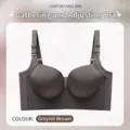 Plus Size Wireless Push Up Bra Full Cup 7-Row Hook Grey Brown Comfortable Lingerie - 34/75FG / Grey Brown