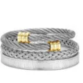 Bracciale uomo in acciaio cavo intrecciato stile retro con numeri romani set elegante - Set Testa Rotonda Dorata a Cavo (3 pezzi) / Argento