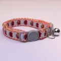 Cute apple print pet cat collar with lace trim, safety buckle and bell for small dogs. - Orange Red