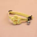 Cute yellow plaid pet collar with plush flower bow and bell detail for cats and dogs. - Yellow