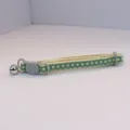 Green plaid pet collar detail featuring cute cat buckle, metal bell and D-ring for small cats. - Grass Green
