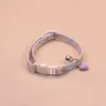 Cute purple cat collar with heart pattern, safety buckle, bell and cute pendant for small pets - Purple with Bell