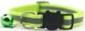 Fluorescent green pet cat collar detail with reflective strip, safety buckle and a metal bell. - Fluorescent Green