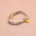 Cute cat collar with heart charm, adjustable safety buckle and bell for small pets and dogs. - Yellow with Bells