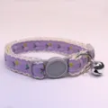 Purple cute pet cat dog collar with bell lace ruffle and safety buckle, soft woven fabric. - Purple Base Purple Apple