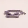 Cute striped pet cat collar with bow tie and bell, adjustable safety buckle accessory. - Purple