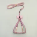 Schickes rosa gepunktetes Haustier Brustgeschirr und Leinen Set mit Schleife, Haustier Variante. - Rosa / Breite 1,0 cm