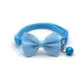 Blue pet collar with bowknot and bell, adjustable nylon neck strap for cats and small dogs. - Silver Border Style / Sky Blue