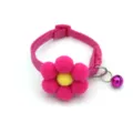Pink pet collar with plush sunflower and bell for small dogs and cats main view display - Rose Red