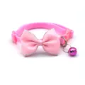 Pink pet collar for cats and small dogs featuring a cute bow tie and bell charm variant. - Silver Border Style / Pink