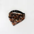 Halloween pet bandana collar cute dog cat bib with bell spooky pumpkin ghost print neck strap - 19-31cm / Dark Brown