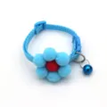 Blue pet collar with cute plush sunflower and small bell for cats and small dogs daily wear. - Sky Blue