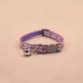 Floral pattern pet collar with safety buckle and bell, perfect for cats and small dogs. - Deep Purple