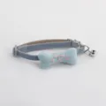 Cute pet cat dog collar with soft plush bone pendant and bell, stylish blue fabric strap. - Blue