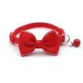 Red Pet Collar Bowknot Bell Puppy Cat Neck Strap Adjustable Pet Supplies Red Color - Silver Border Style / Red