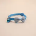Blue pet cat collar with cute bow tie and bell adjustable nylon strap for small dogs puppy. - Sky Blue