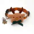 Christmas pet collar with plush reindeer design, cute cat and dog decorative neck strap. - Orange Reindeer