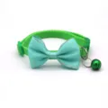 Pet collar for cats and dogs, mint green bowknot with bell and nylon strap, cute accessory. - Silver Border Style / Green